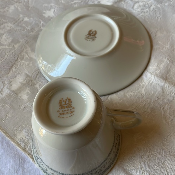 Lenox china Tea Cup & Saucer set Charleston Pattern Made in USA 1980-1989 - Picture 4 of 10
